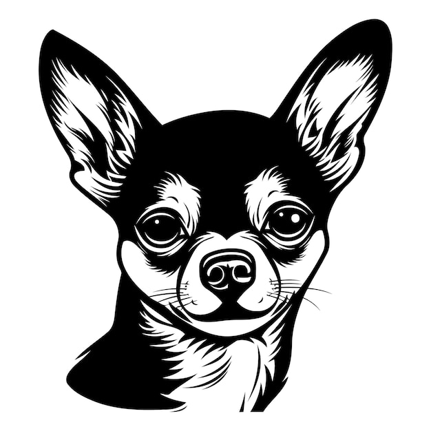 Vector a bold and stylish black and white illustration of a chihuahua perfect for pet lovers tattoo designs or branding