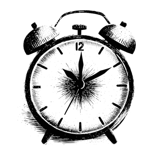 Vector bold stylized alarm clock line drawing