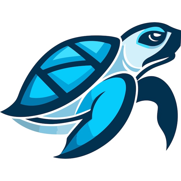 Vector a bold and stylized blue sea turtle logo perfect for businesses or organizations related to the ocean conservation or marine life