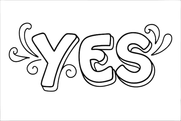 bold and stylized typography design word YES black and white