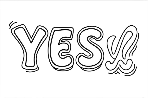 bold and stylized typography design word YES black and white