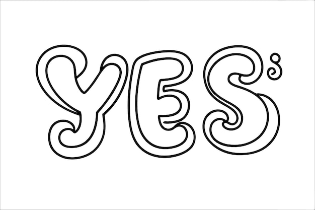 bold and stylized typography design word YES black and white