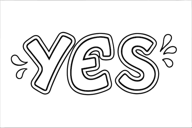 Vector bold and stylized typography design word yes black and white