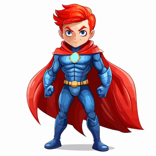 Bold Superhero with Red Hair and Blue Suit Vector Illustration