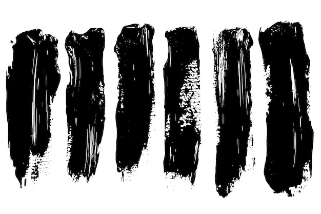 Vector bold and textured black brushstroke collection for creative projects