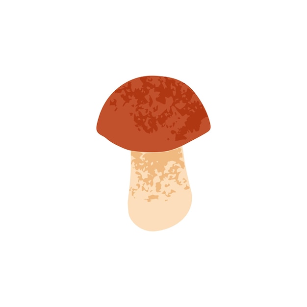 Boletus mushroom Autumn forest fungus porcini Edible fungi with brown cap and stalk Fall food Colored flat vector illustration isolated on white background