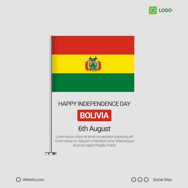 Vector bolivia independence day social media banner editable vector design with flag