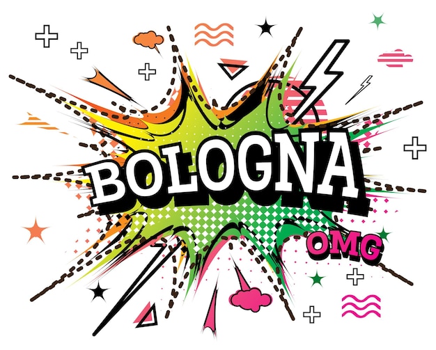 Bologna Comic Text in Pop Art Style Isolated on White Background