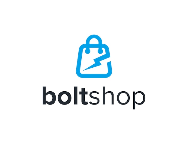 bolt and bag shop outline simple sleek clean geometric modern logo design