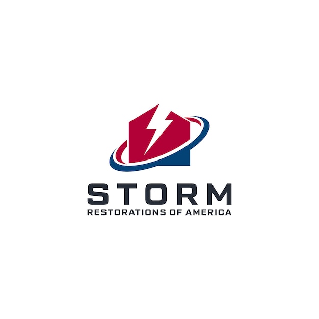 Bolt Circle Storm Home Logo Design Premium Vector