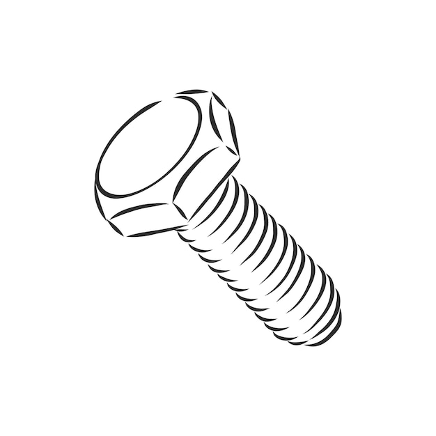 Bolt icon Vector illustration of a screw Hand drawn bolt screw tool bolt