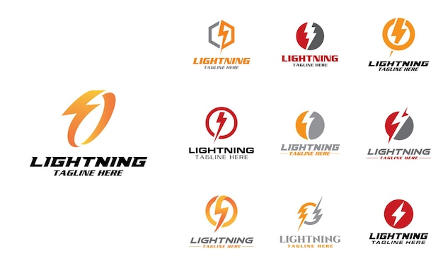 Bolt logo design set related to lightning or thunder