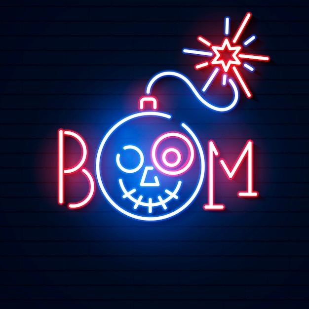 Bomb blue glowing neon icon