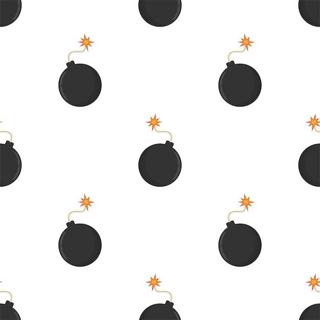 Bomb seamless pattern. Boom symbol pattern. Dynamite sign.