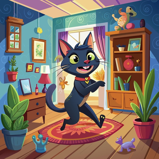 Vector bombay cat jubilant runs room vector