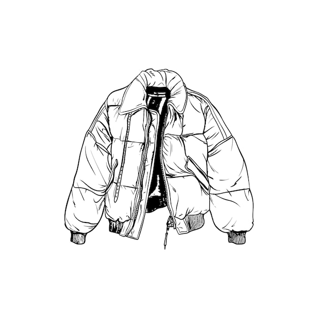 Vector bomber jacket line drawing fashion sketch vector illustration design