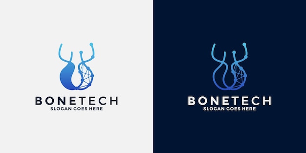 Bone tech logo design for business technology that promotes bone health