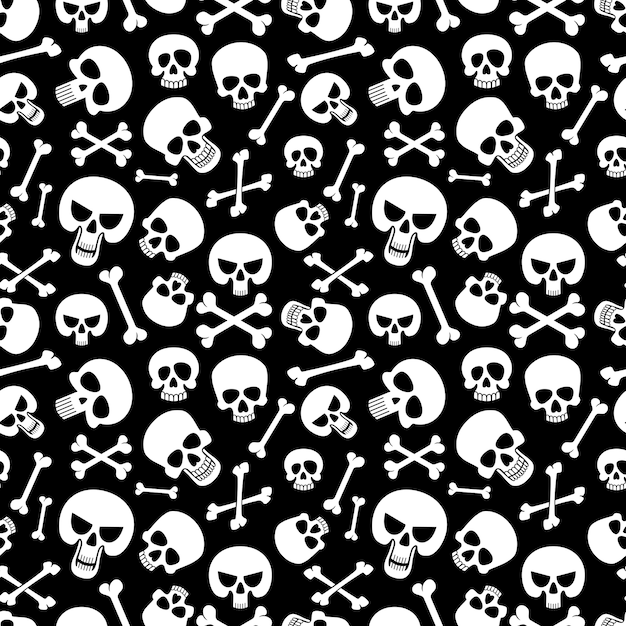 Bones and skulls seamless pattern background