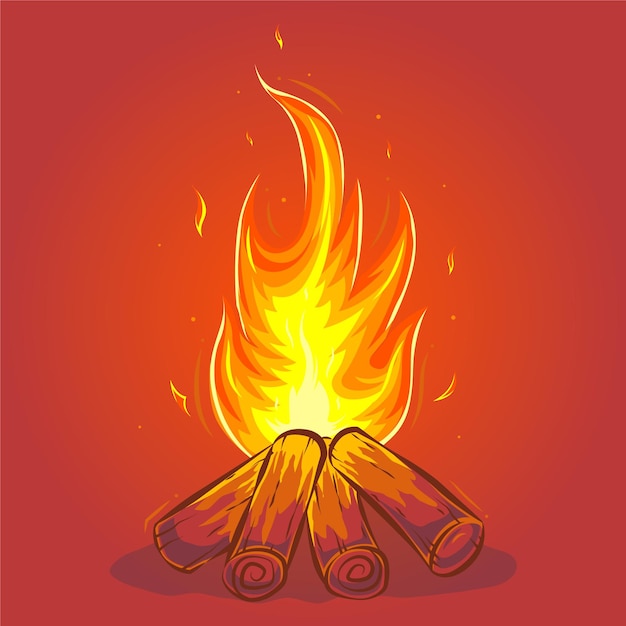 Bonfire cartoon illustration 