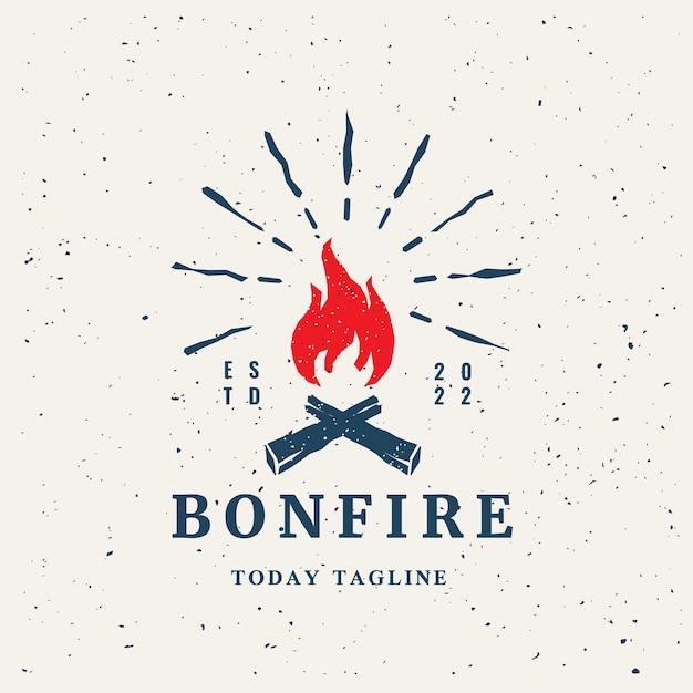 Bonfire logo design vintage nature decoration forest mountain exspedition