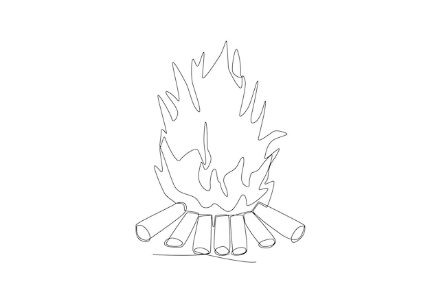 Bonfire for Lohri celebration line art