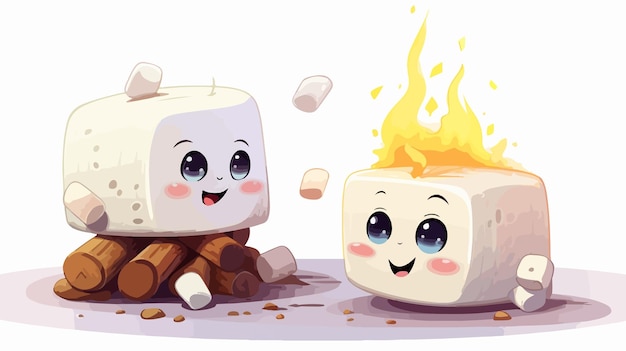 Vector bonfire and marshmallow vector character design