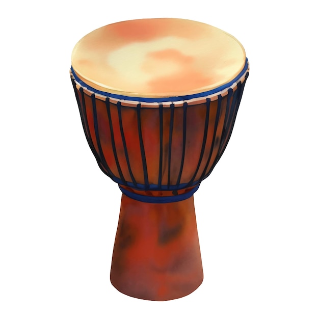 Bongo Drum Turkish Percussion Isolated Hand Drawn Painting Illustration