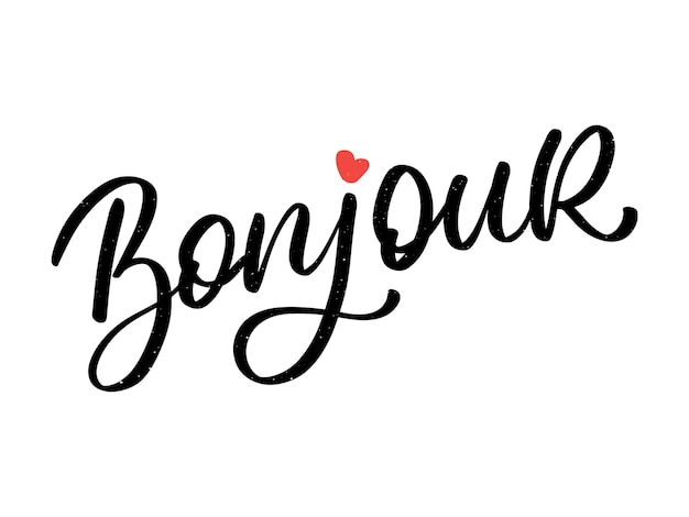 Bonjour Paris Phrase Vector Lettering Calligraphy Brush