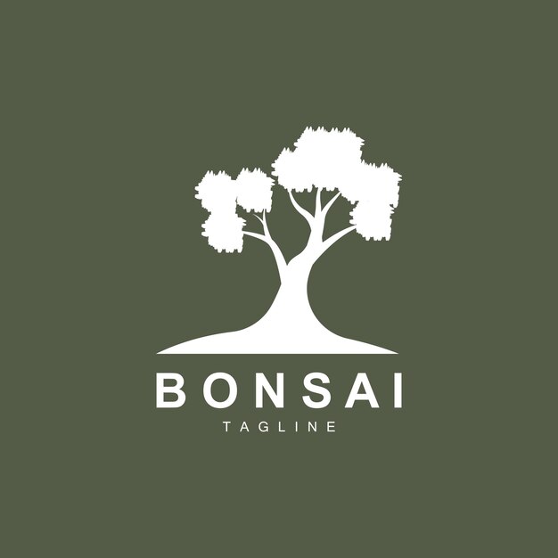 Bonsai Tree Logo Simple Minimalist Silhouette Design Plant Vector Icon Illustration Element