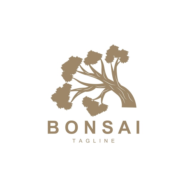 Bonsai Tree Logo Simple Minimalist Silhouette Design Plant Vector Icon Illustration Element