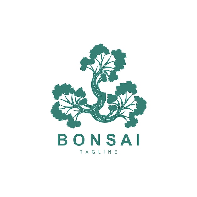 Bonsai Tree Logo Simple Minimalist Silhouette Design Plant Vector Icon Illustration Element