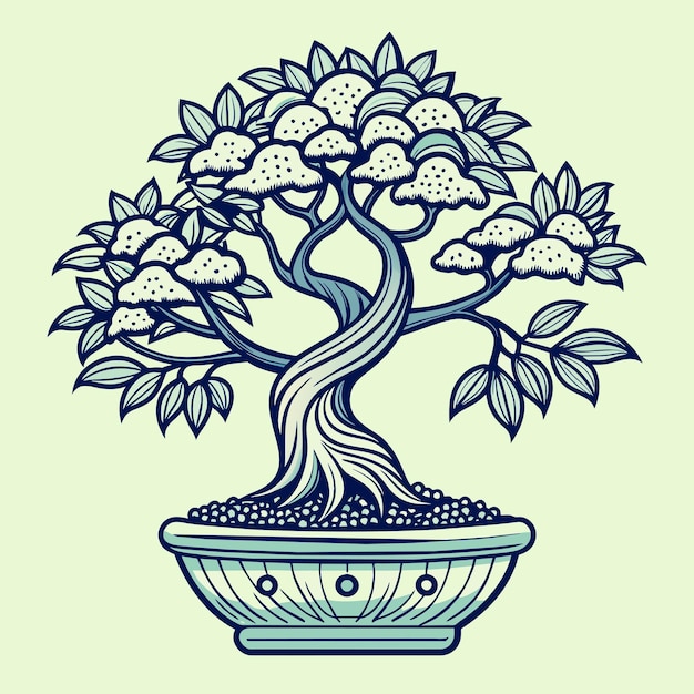 Vector bonsai tree in pot vector for tranquility