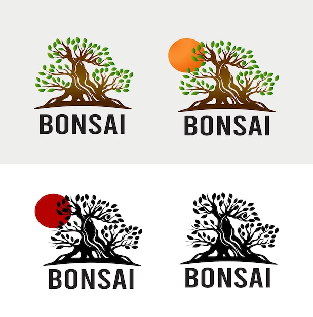 Bonsai tree vintage logo