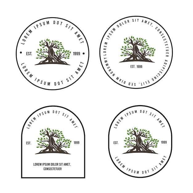 Bonsai vintage tree logo template