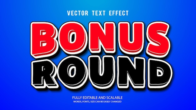 Bonus Round 3d Editable Text Effect Vector With Cute Background