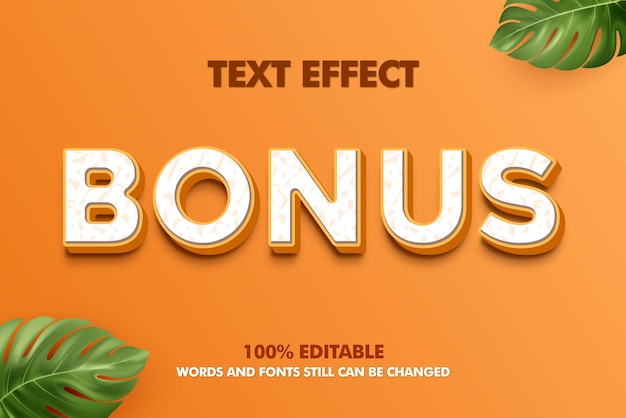 Bonus text effect 3d Bonus editable realistic style