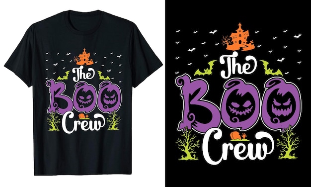 The Boo Crew Halloween typography Tshirt Design