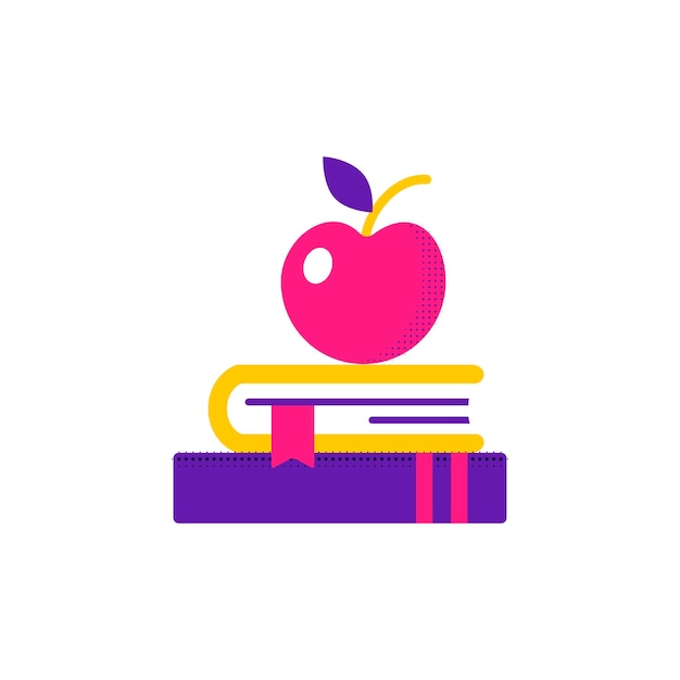 Book and apple vector icon