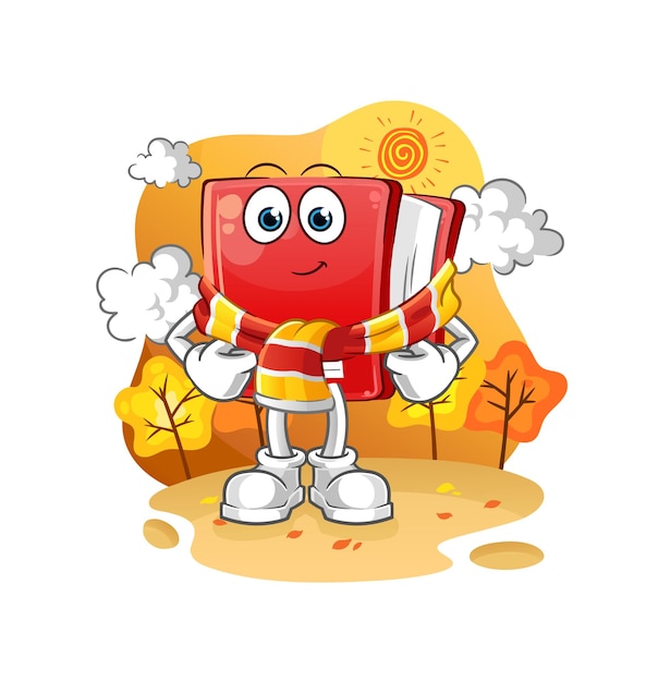 Book in the autumn cartoon mascot vector