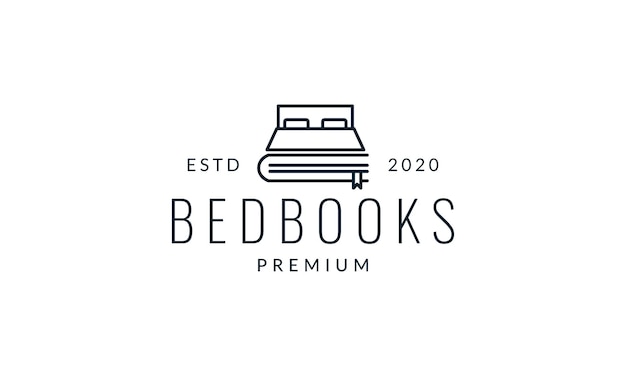 Book and bed line logo vector illustration design