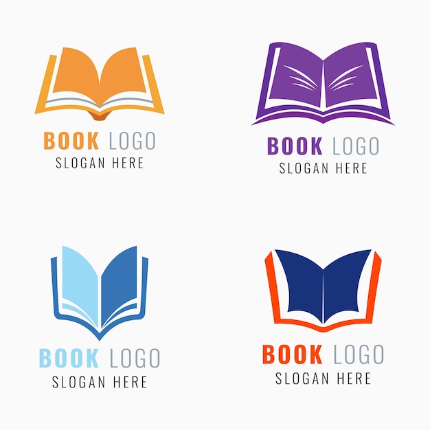 Book business company logo vector flat logo template for book related services