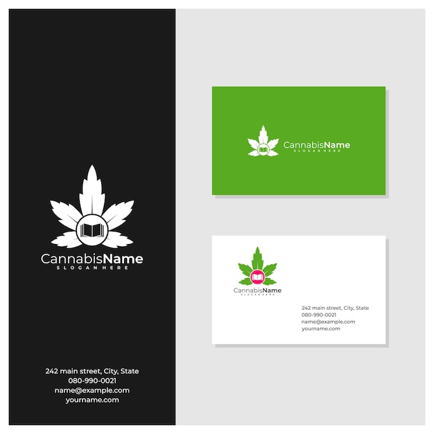 Book Cannabis logo with business card template Creative Cannabis logo design concepts