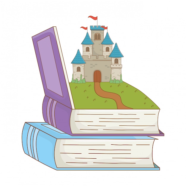 Vector book and castle of fairytale design vector illustration