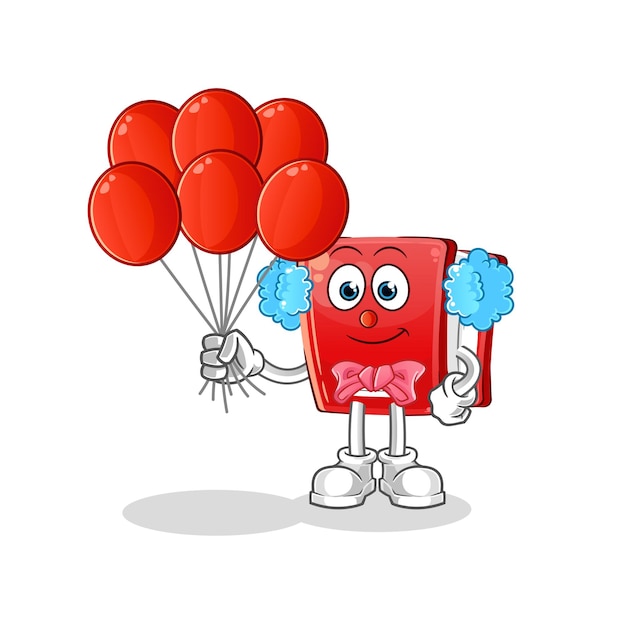 Book clown with balloons vector. cartoon character