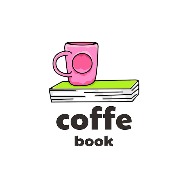 Book and coffee logo illustration