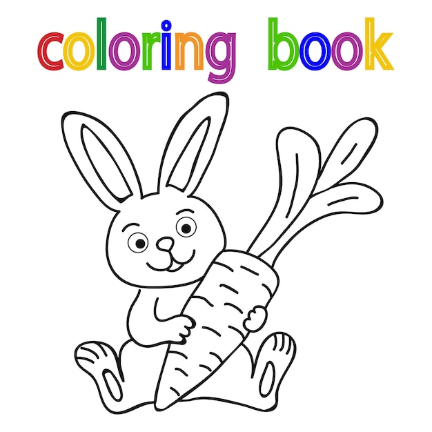 Book coloring hare with carrot