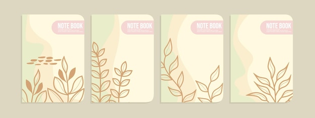 book cover design with abstract leaf scribble background. pastel color design. A4 size cover