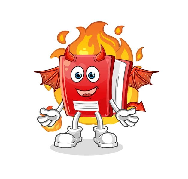 Book demon with wings character cartoon mascot vector