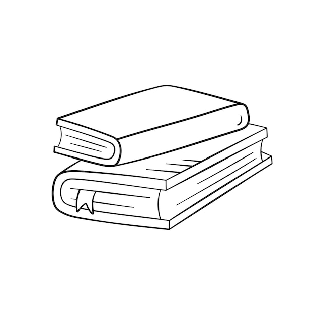 Book in doodle style vector illustration Book stack for print and design Back to school concept