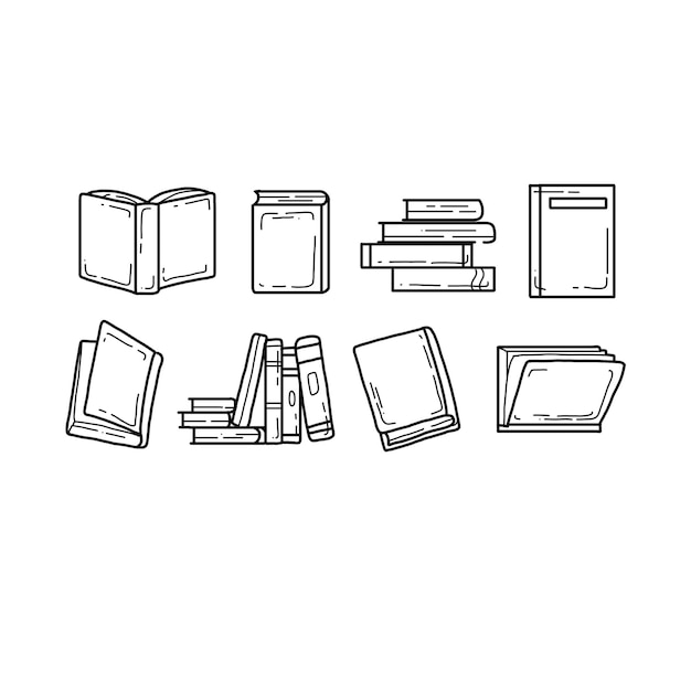 book handrawn doodle illustrations vector set